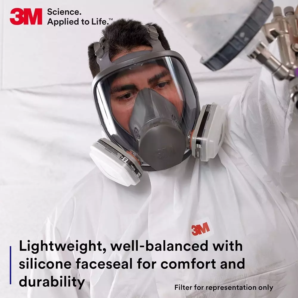 3M Full Facepiece Reusable Respirator Small Size Black Silicone for Fighting & Rescue Operations Use, 6700 (Pack of 1 Pcs)