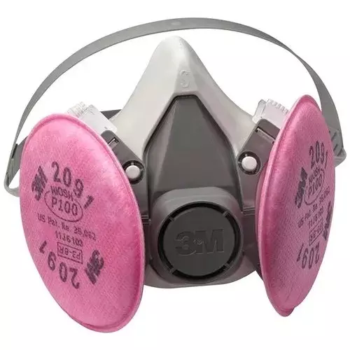 3M Half Facepiece Reusable Respirator Small Size Grey Thermoplastic Elastomer (TPE) for Fighting & Rescue Operations Use, 6100 (Pack of 1 Pcs)