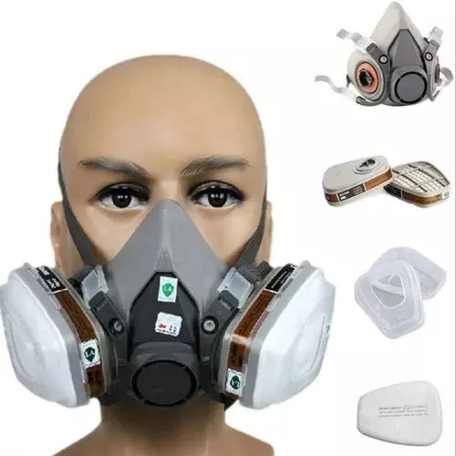 3M Half Facepiece Reusable Respirator Small Size Grey Thermoplastic Elastomer (TPE) for Fighting & Rescue Operations Use, 6100 (Pack of 1 Pcs)