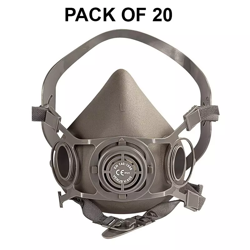 Venus N95 Half Nose Safety Face Mask without Cartridge Grey for Ships & Sewage Use, V-800 (Pack of 20 Pcs)