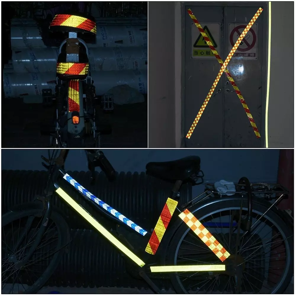 GENERIC 2 inch ( 50.8 mm) Size High Intensity Warning Reflective Tape 2 m Length Each Red, Yellow, White (Pack of 3)