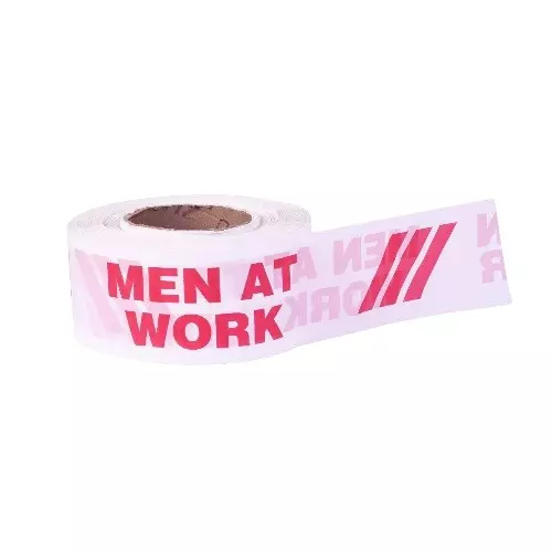 Shopking Safety Warning/Caution Tape Men At Work Printed Polyethylene, V4You102 (Length: 100 - 200 m)