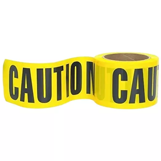 ANGELSAFE Caution Tape Yellow & Black Color PVC Plastic Body 100 m Length and 3 inch (76.2 mm) Width (Pack of 5 Roll)