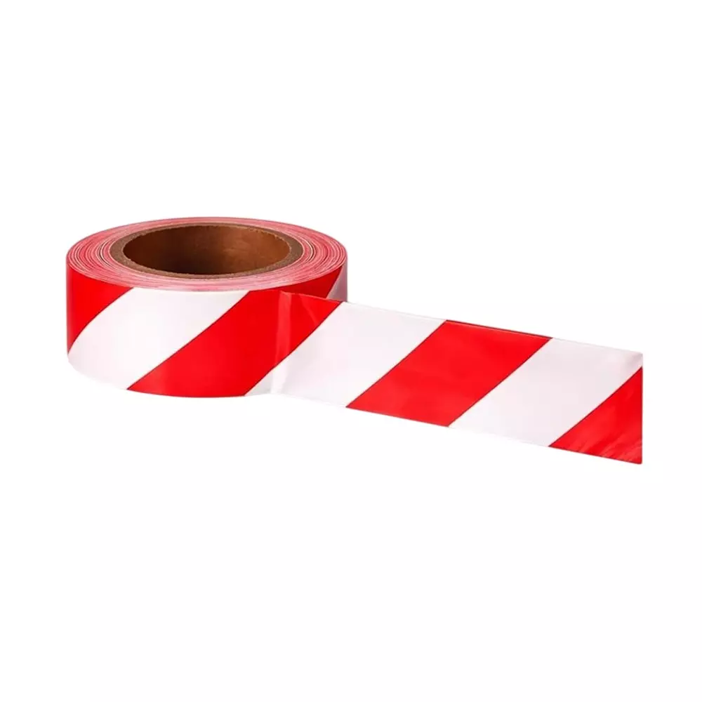 Warnmat Non Printed Safety Caution Striped Barricade Tape Red & White Color for Construction Sites