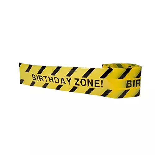 Warnmat Polyethylene Birthday Zone Printed Tape Length 100 ft (30.48 m) Yellow & Black, v4you-1015 (Pack of 10)