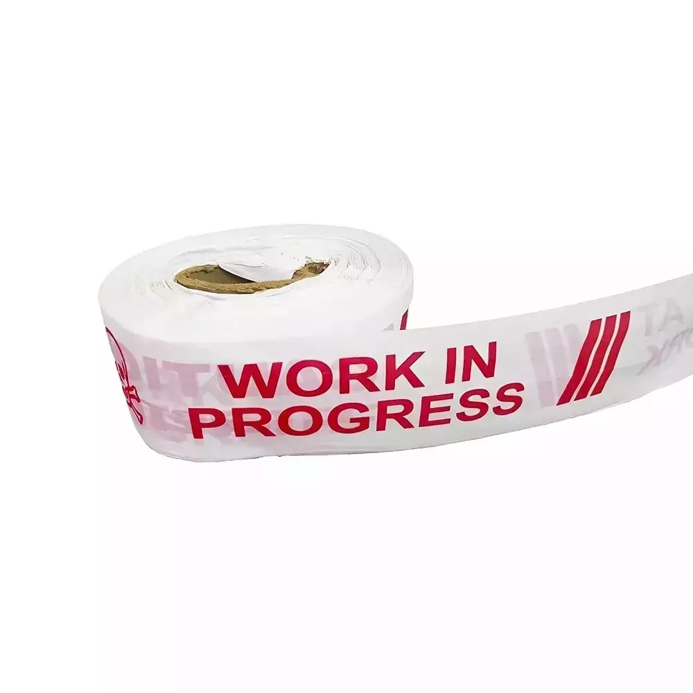 BEGGOSAFE Caution Tape 3 Inch x 100 m Length Waterproof PVC White And Red (Pack of 5)