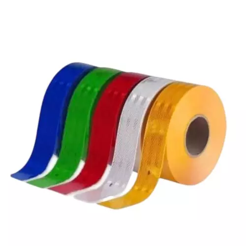 GENERIC High Intensity Warning Reflective Radium Tape Sticker 50.8 mm (2 Inch) x 1 m Yellow, Red, Green, Blue & White for Night time Conspicuity (Pack of 5)