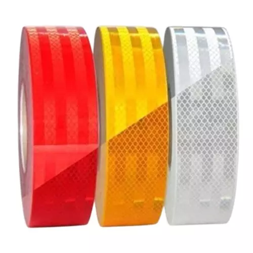 GlowTail High Intensity Warning Reflective Radium Tape Sticker 50.8 mm (2 Inch) x 0.6 m Red, White & Yellow (Pack of 3)