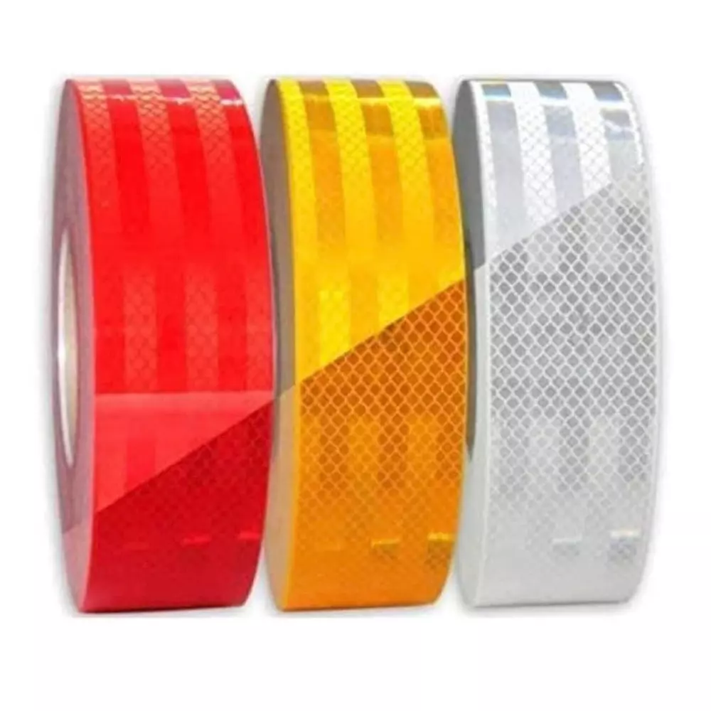 Bombay MS High-Visibility Reflective Radium Tape Red, White & Yellow 50.8 mm (2 inch) Width 9 m Length (Pack of 3 Pcs)