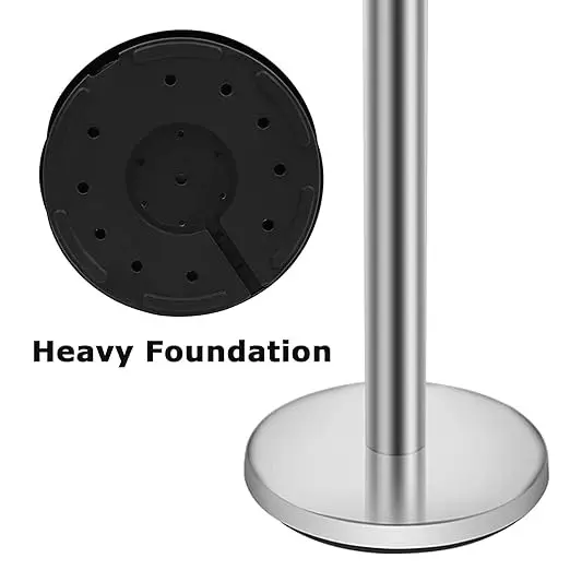 Darit 1 Pc Crowd Control Stanchion Pole Heavy Duty Construction Chrome Finish with 2.4 m Retractable Belt Red Color, ESM-11-RED-SINGLE