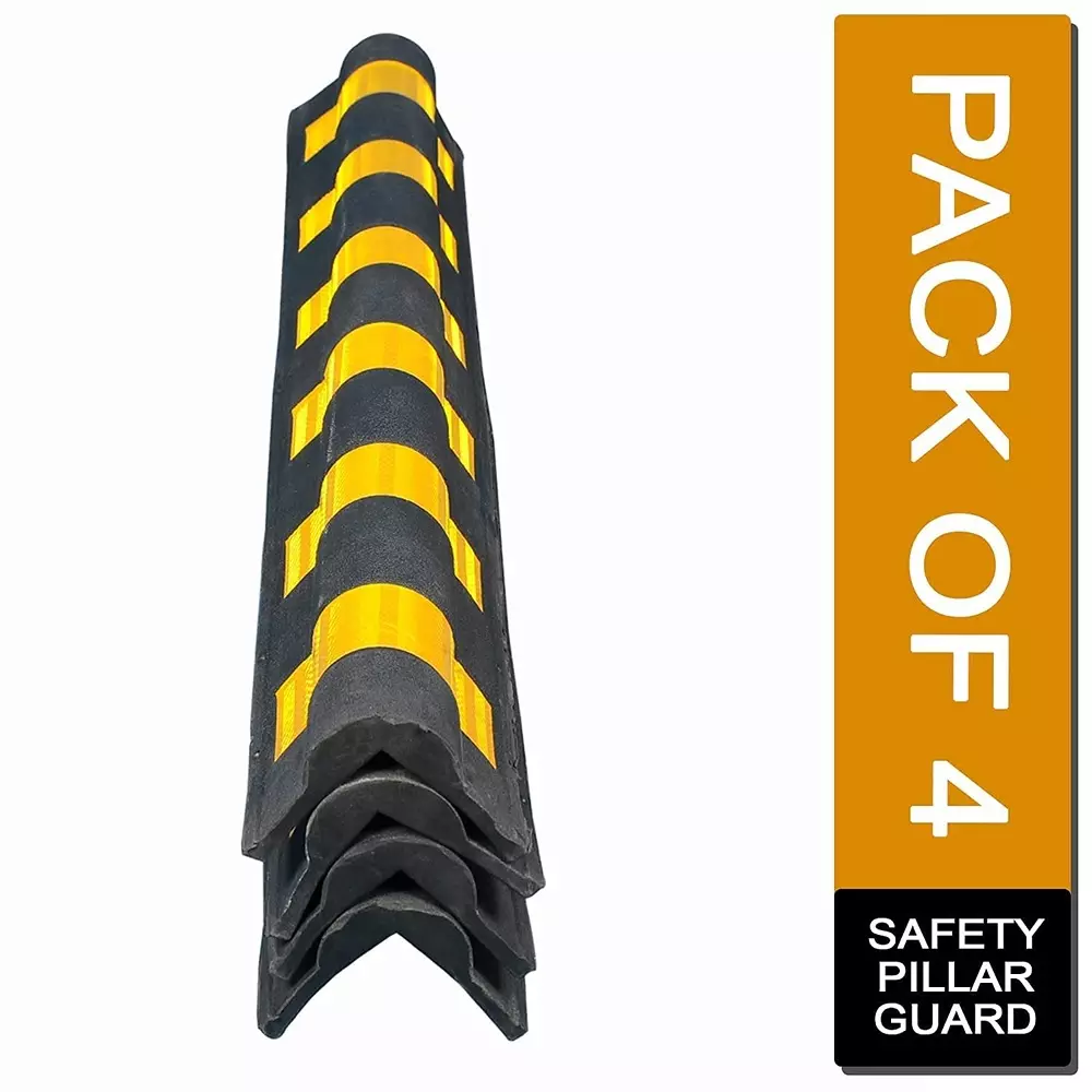 GENERIC 800 mm Parking Safety Pillar Guard with Yellow Reflective Tapes for High Visibility (Pack of 4)
