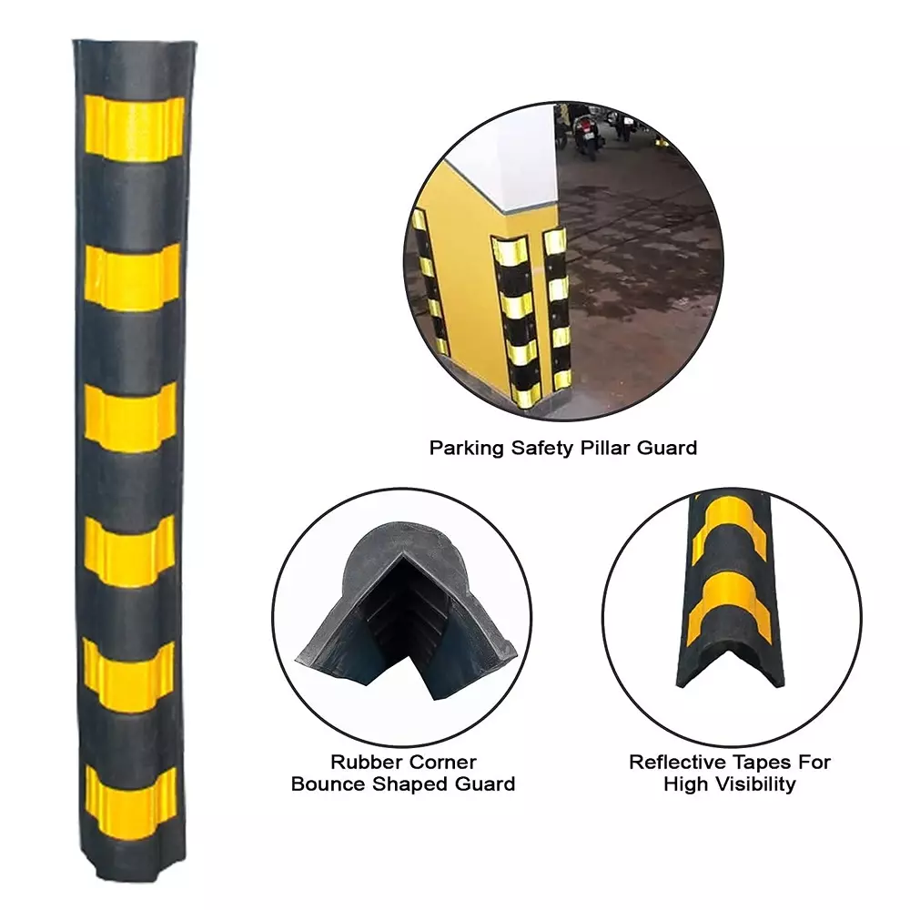 GENERIC 800 mm Parking Safety Pillar Guard with Yellow Reflective Tapes for High Visibility (Pack of 4)