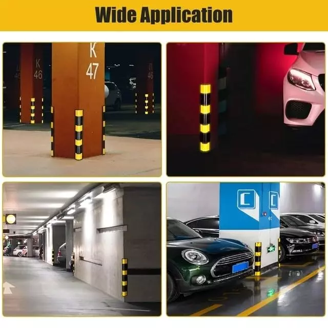 GENERIC 800 mm Parking Safety Pillar Guard with Yellow Reflective Tapes for High Visibility (Pack of 4)