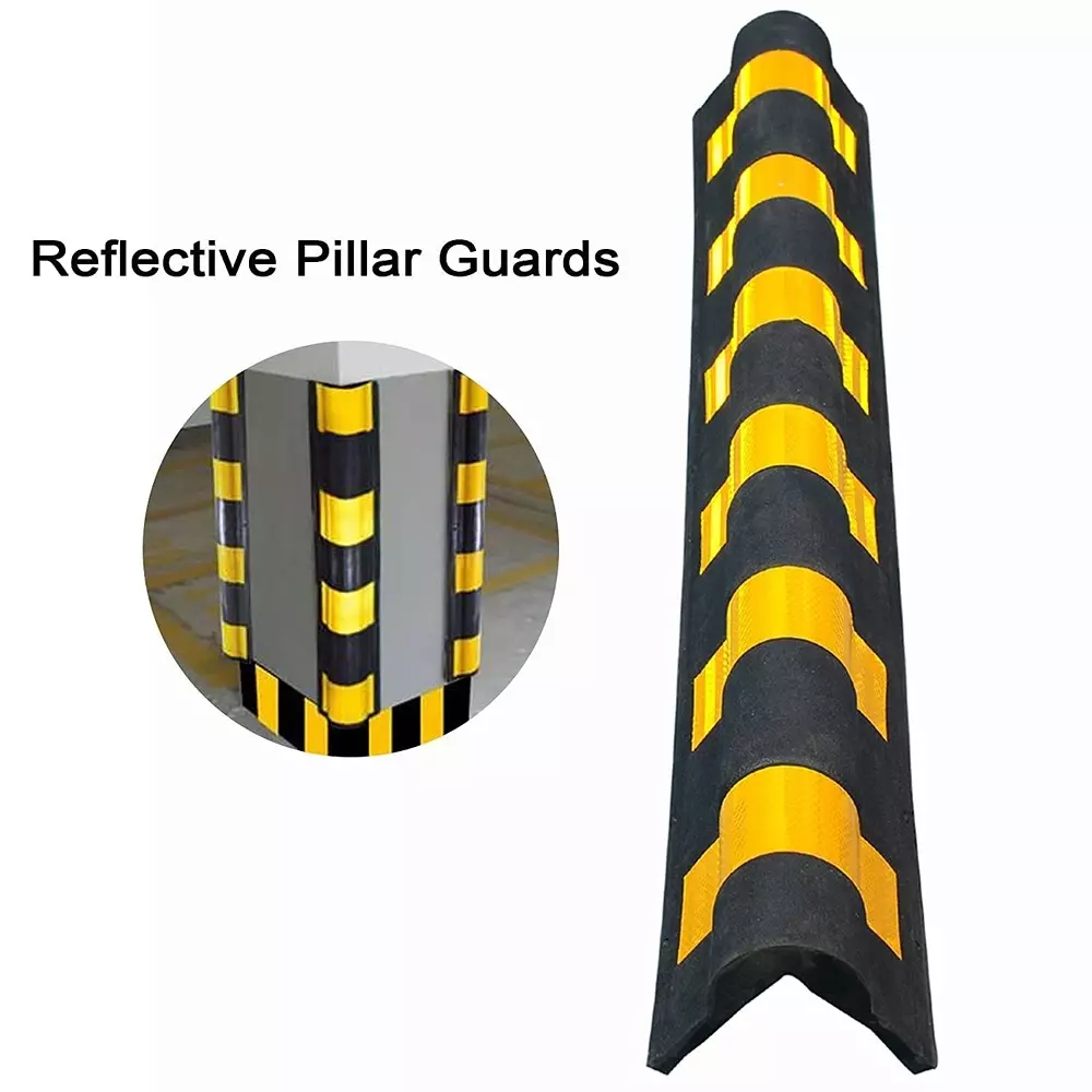 GENERIC 800 mm Parking Safety Pillar Guard with Yellow Reflective Tapes for High Visibility (Pack of 4)