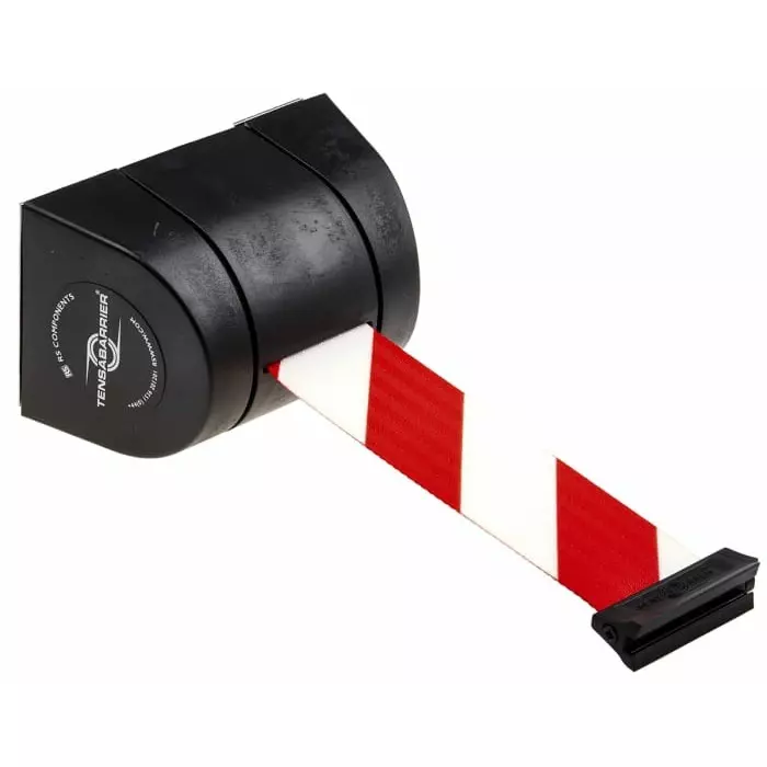 Tensator Black Plastic Retractable Barrier 4.6m Red White Tape, 897R-33-D3