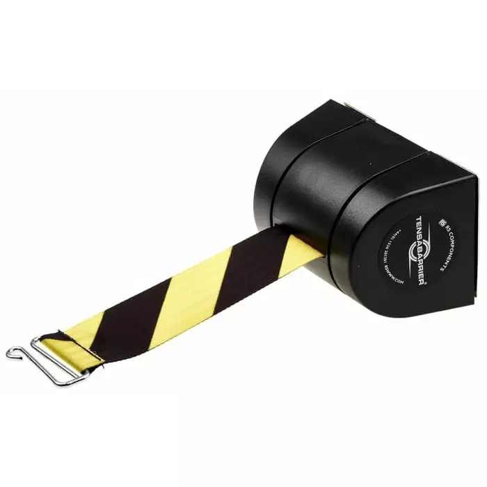 Tensator Black Plastic Retractable Barrier 4.6m Yellow/Black Tape, 897R-33-D4