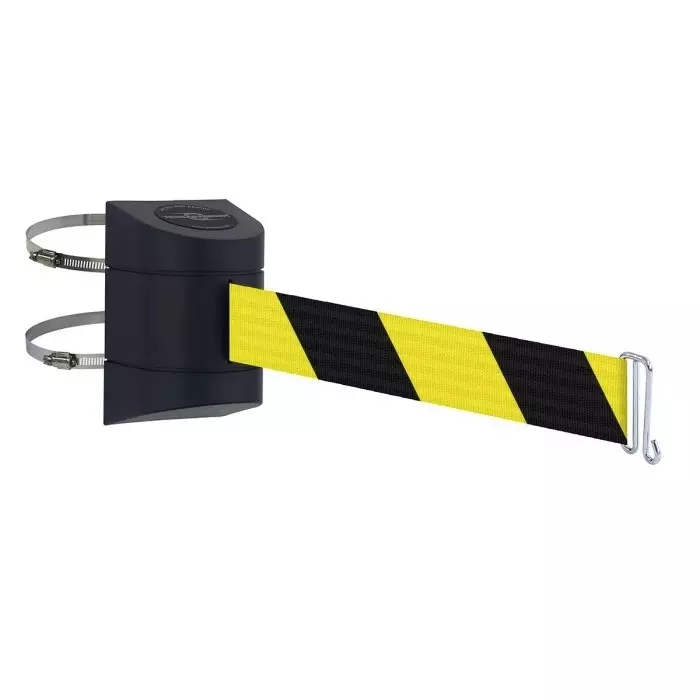 Tensator Black Plastic Retractable Barrier 4.6m Yellow/Black Tape, 897C-33-D4-WCTE