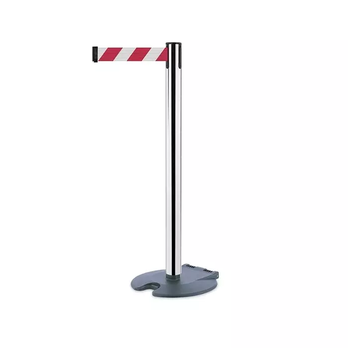 Tensator Chrome Plastic Retractable Barrier 2.3m Red White Tape, RB1-1P-D3