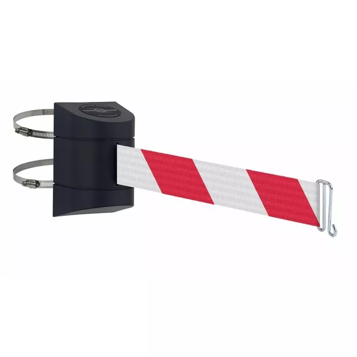 Tensator Black Plastic Retractable Barrier 4.6m Red White Tape, 897C-33-D3-WCTE