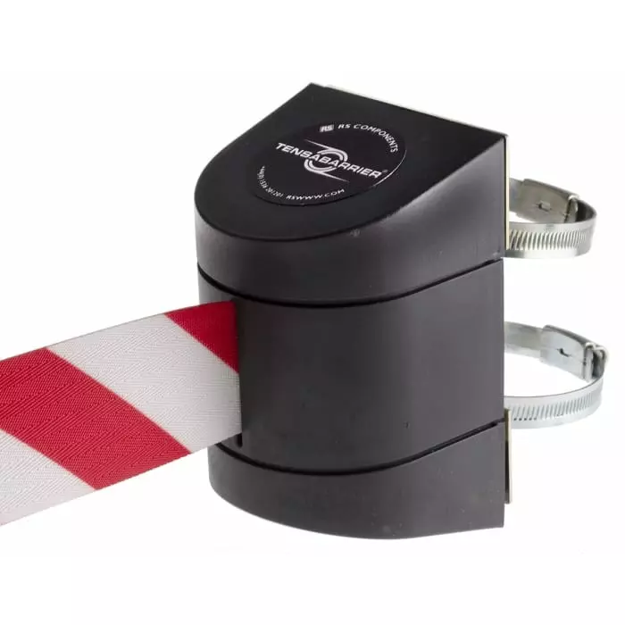 Tensator Black Plastic Retractable Barrier 4.6m Red White Tape, 897C-33-D3-WCTE