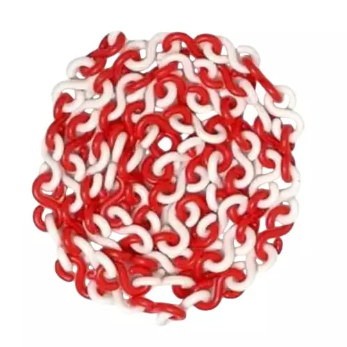 GENERIC S Hook Barrier Safety Cone Chain 10 m Length Plastic Red and White (Pack of 5)