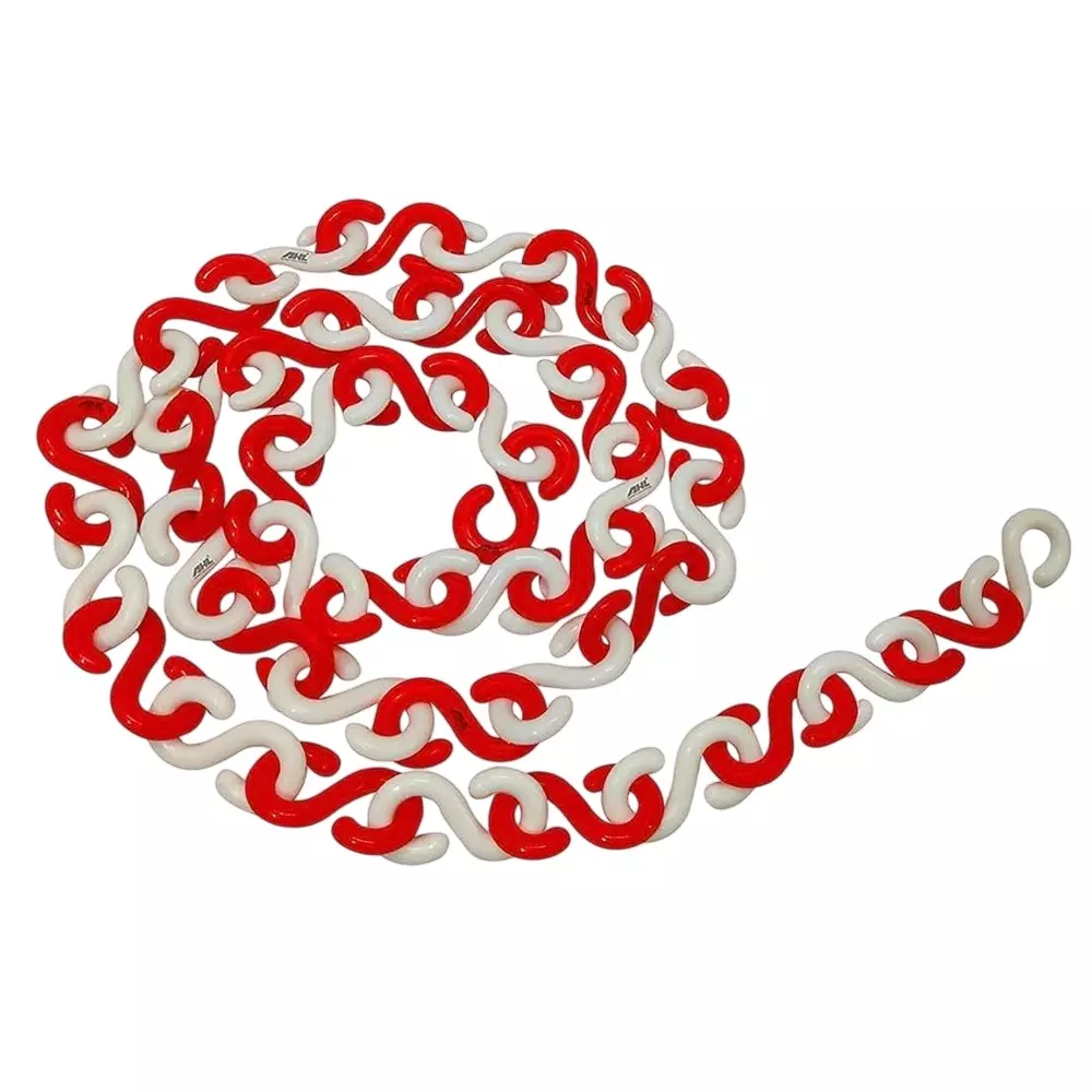 GENERIC S Hook Barrier Safety Cone Chain 10 m Length Plastic Red and White