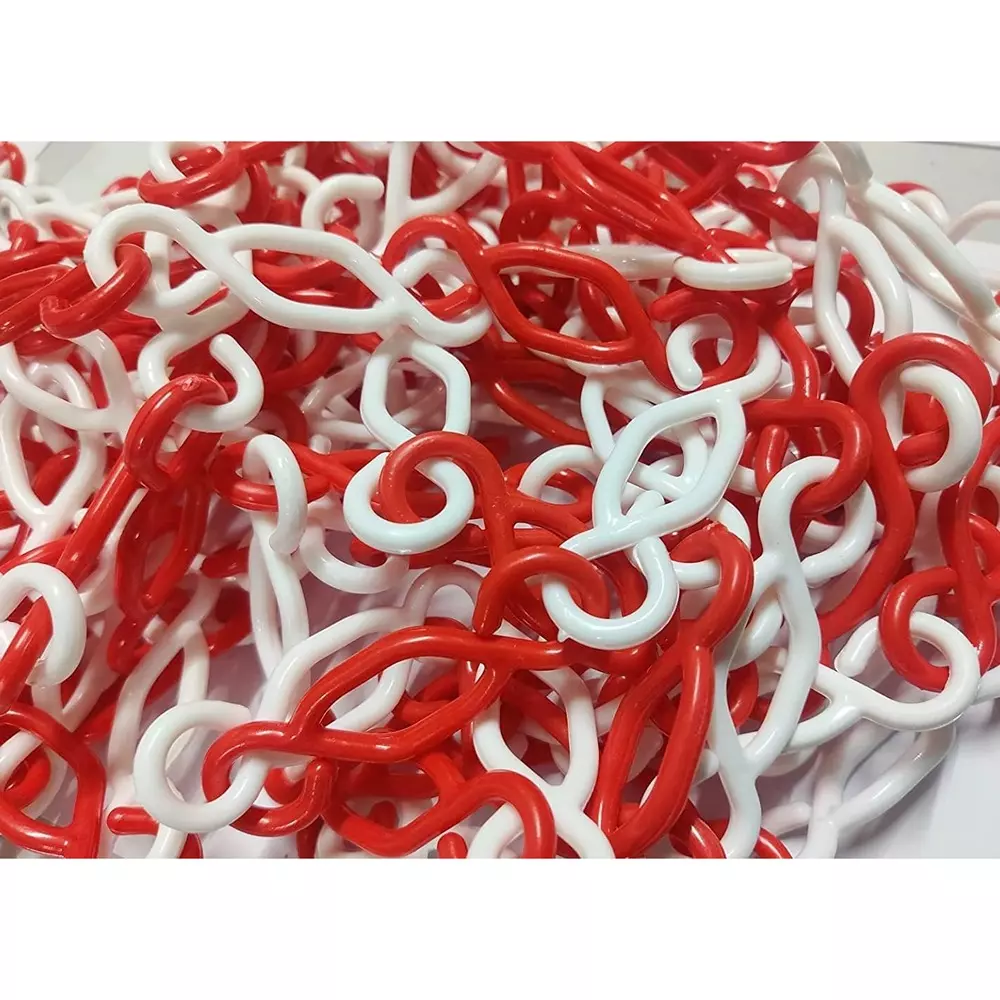 GENERIC S Hook Barrier Safety Cone Chain 10 m Length Plastic Red and White