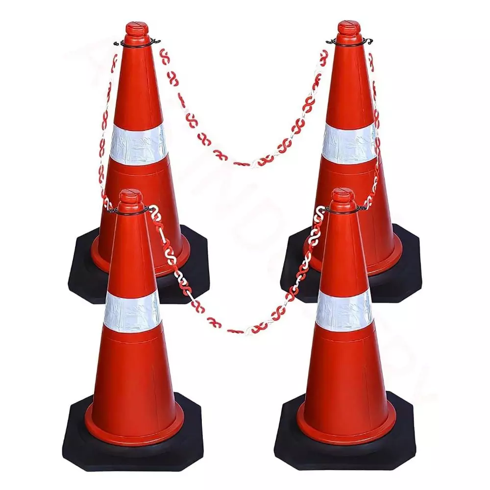 GENERIC S Hook Barrier Safety Cone Chain 10 m Length Plastic Red and White