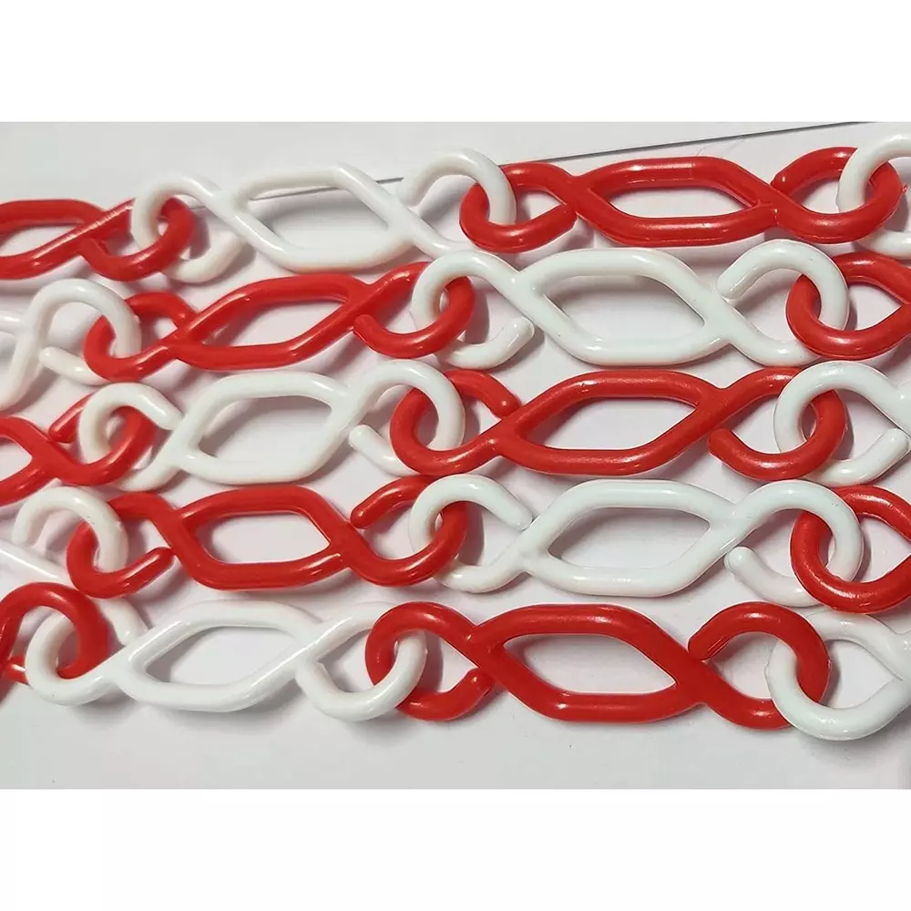 GENERIC S Hook Barrier Safety Cone Chain 10 m Length Plastic Red and White