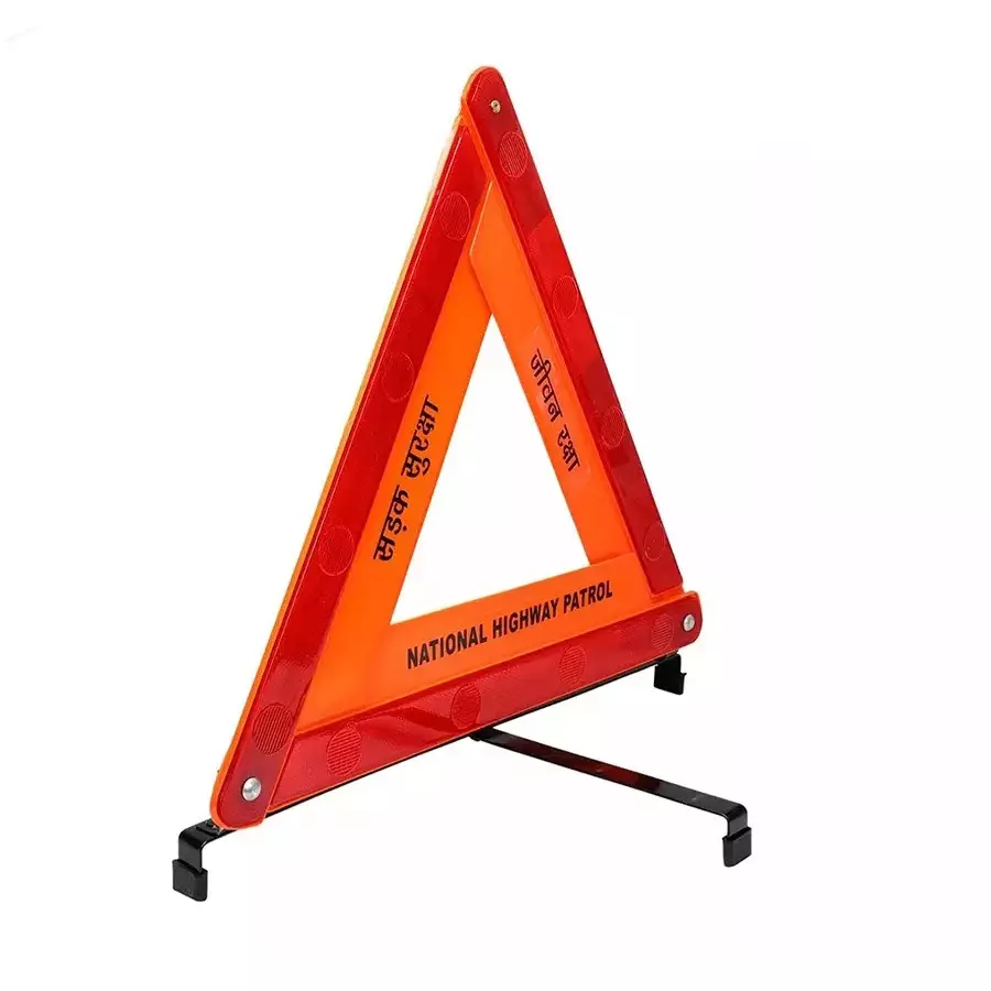 beggosafe-road-safety-triangle-plastic-material-4-legs-standard-size-orange-red-color-pack-of-5-pcs
