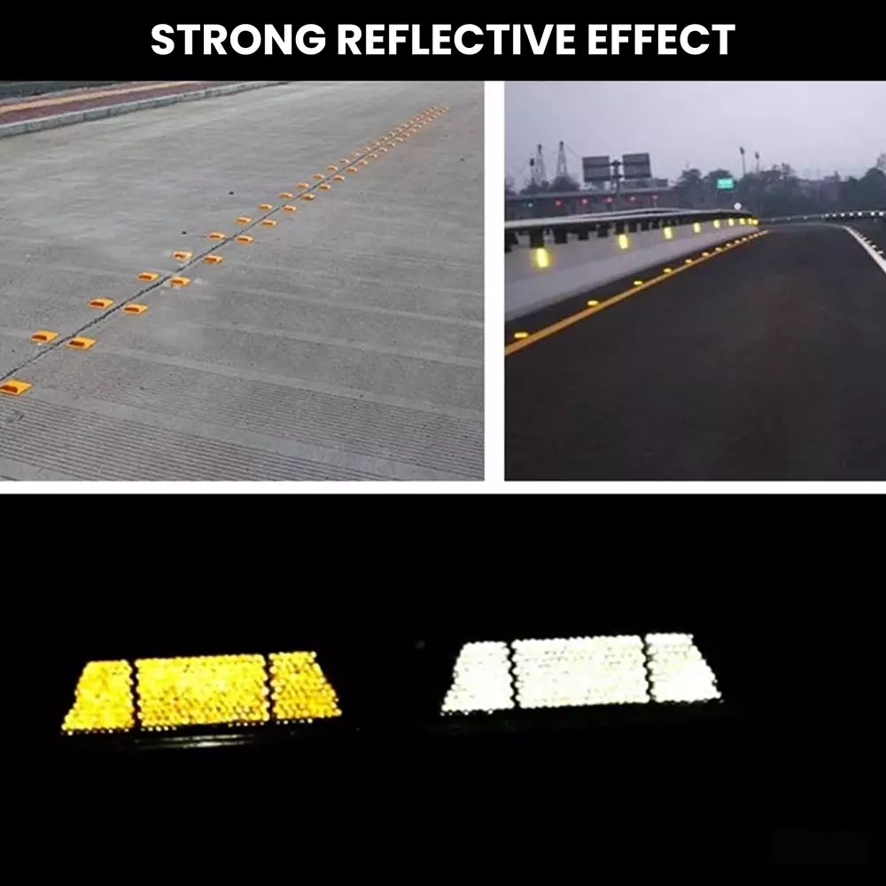 conclood-india-reflective-pavement-marker-stud-white-color-abs-body-rectangular-shape-for-speed-bumps-sidewalks-pedestrian-crossings-freeways-and-driveways-pack-of-5