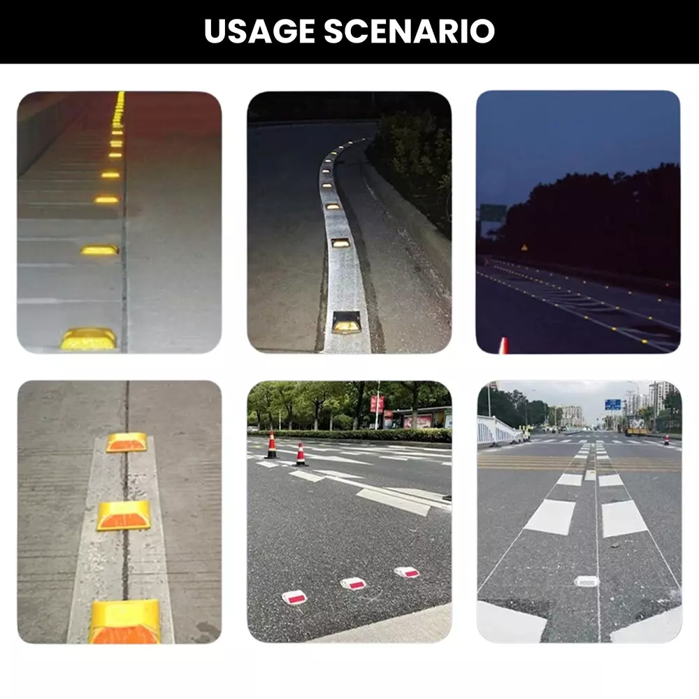 conclood-india-reflective-pavement-marker-stud-white-color-abs-body-rectangular-shape-for-speed-bumps-sidewalks-pedestrian-crossings-freeways-and-driveways-pack-of-5