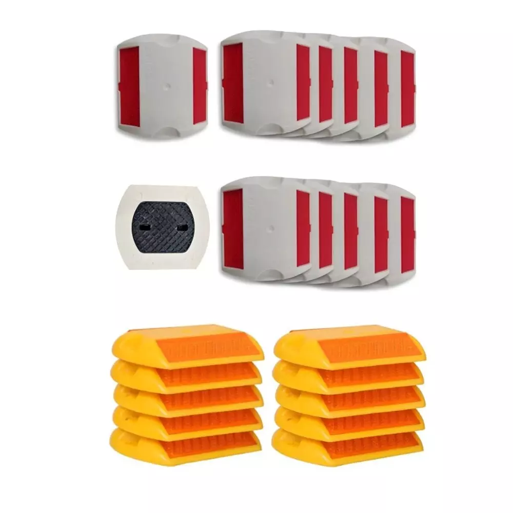 Conclood India Reflective Pavement Marker Stud Red & Yellow Color ABS Body Rectangular Shape for Speed Bumps, Sidewalks, Pedestrian Crossings, ‎Y/R/Road-Stud (Pack of 20)