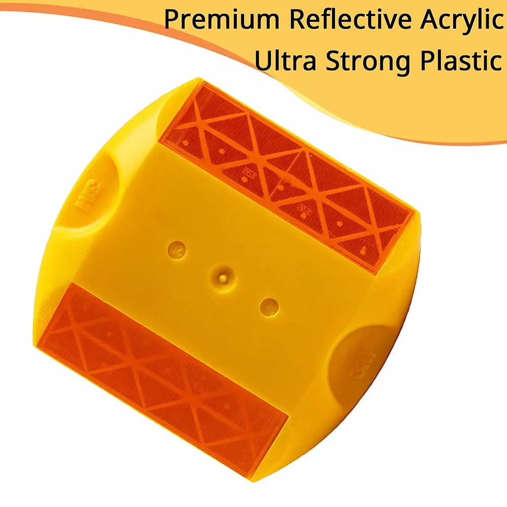 TK Reflective Studs 300 m Visibility Plastic Yellow, Orange (Pack of 10)