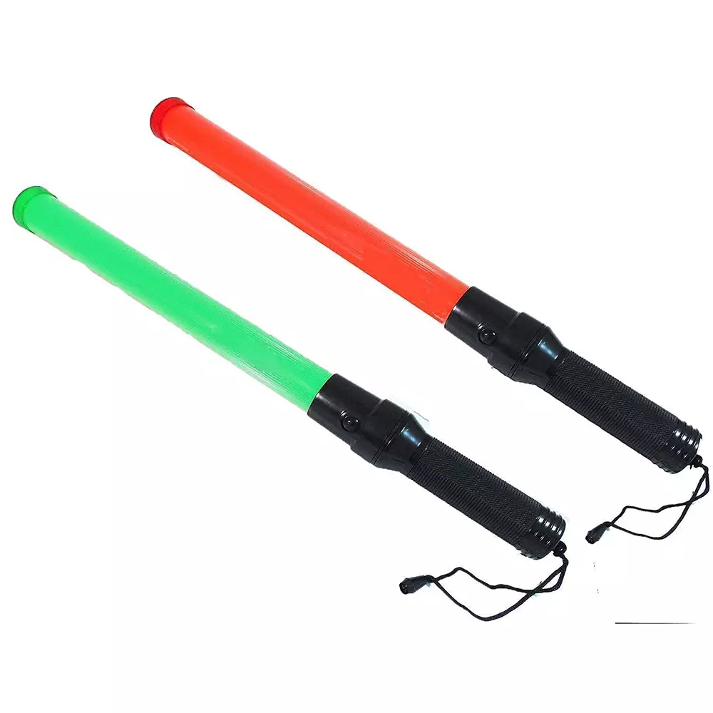 GENERIC Non -Rechargeable Baton Light Stick 10 W Red and Green Blink for Traffic Control & Street Protection (Pack of 10)