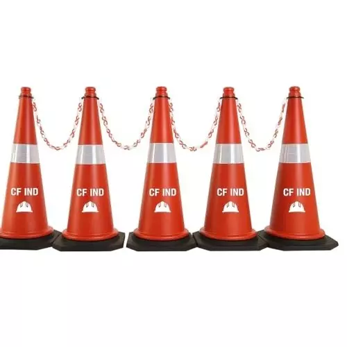 safemetal-traffic-safety-cone-set-with-reflective-strips-5-m-connecting-chain-hook-pvc-body-with-rubber-base-and-45-cm-height-xe-s6rw-5wex-pack-of-5