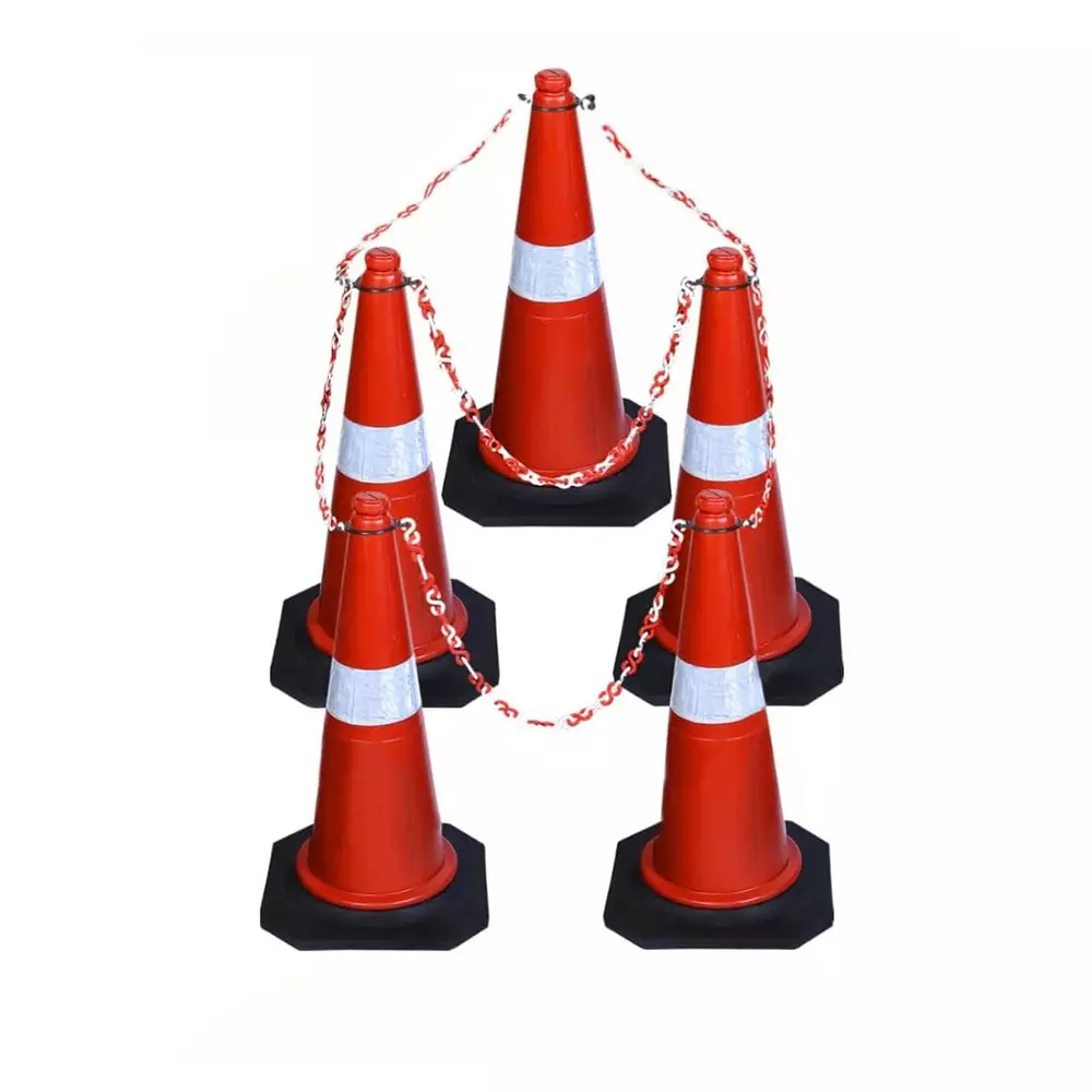 generic-cf-ind-traffic-safety-pvc-cone-set-with-reflective-strips-5-m-chain-barrier-750-mm-size-pack-of-5