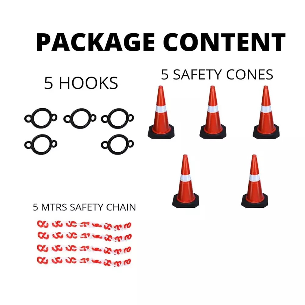 generic-cf-ind-traffic-safety-pvc-cone-set-with-reflective-strips-5-m-chain-barrier-750-mm-size-pack-of-5