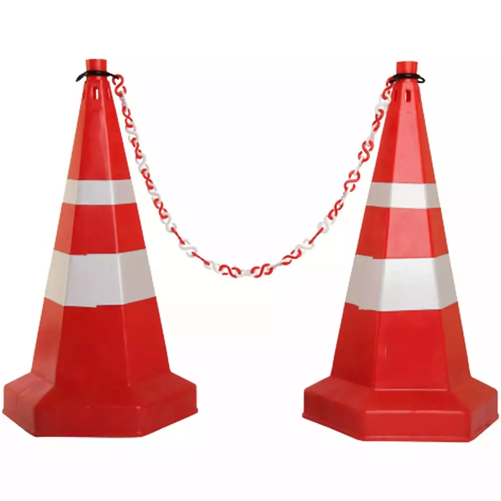 Generic Road Traffic Safety Cone With 2 mtr Chain And 2 Hooks, (Pack Of 2 Pcs)