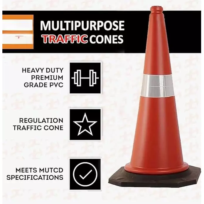 bombay-ms-road-traffic-cone-light-weight-pvc-red-with-reflective-strips-pack-of-4-pcs
