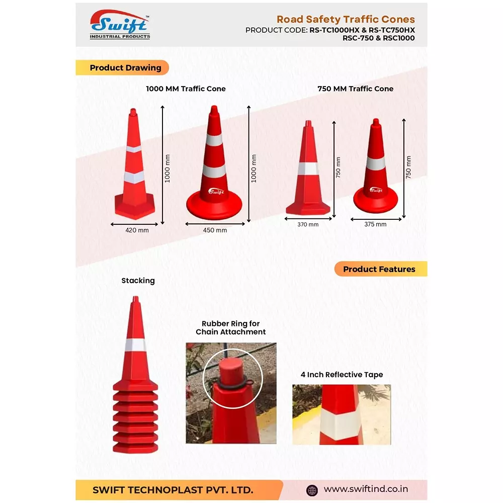 swift-technoplast-trafficroad-safety-cone-750-mm-30-inch-hexagonal-pvc-rstc-750hxw