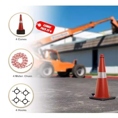 safemetal-traffic-safety-cone-set-with-reflective-strips-4-m-connecting-chain-hook-pvc-body-with-rubber-base-and-90-cm-height-sc-hq3m-ee0f-pack-of-4