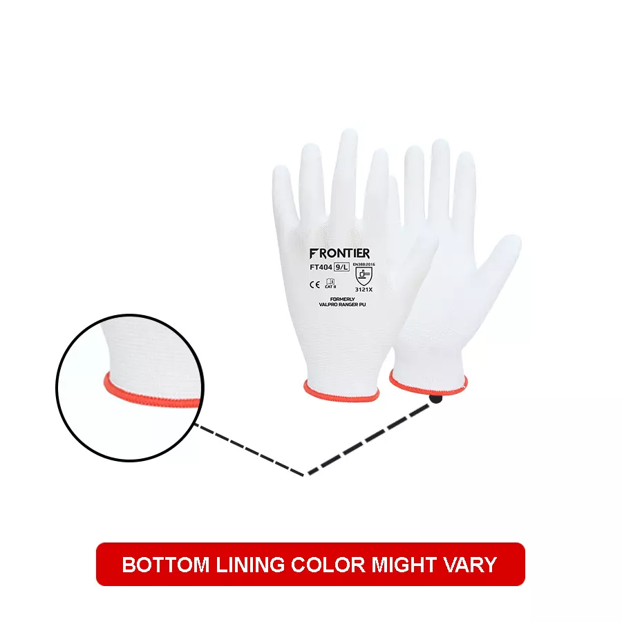 Karam Grip & General Purpose Gloves Polyurethane Coating White Polyester Liner Size M, FT404