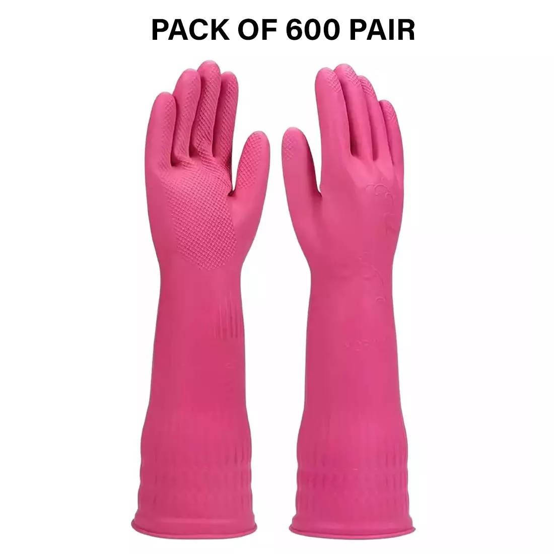 Swavind Safety Hand Gloves High-Quality Natural Rubber Textured Palm and Fingers Pink Free Size (Pack of 600 Pair)