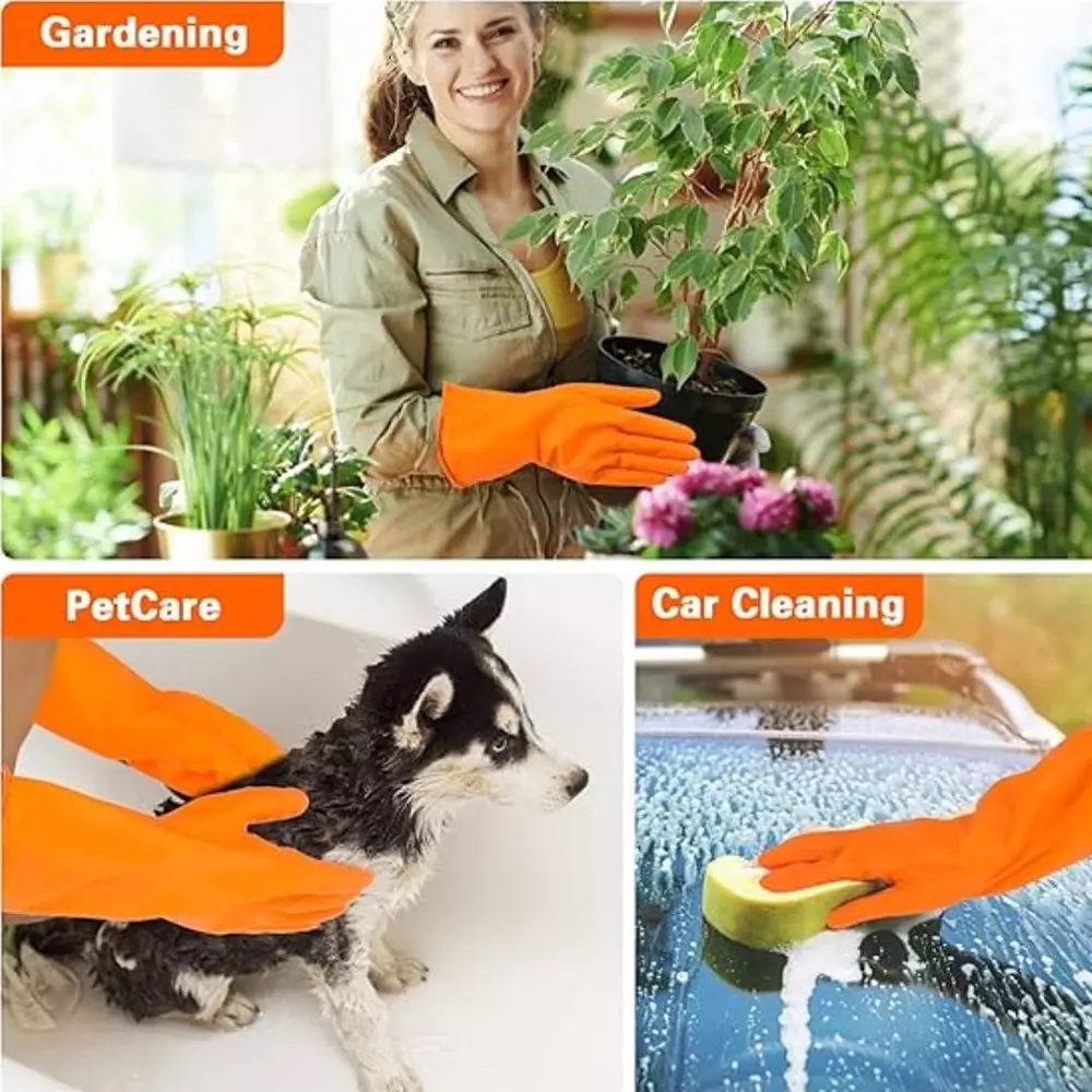 Laxmi Safety Hand Gloves Orange Acid and Alkali Chemical Resistant 55.88 cm (22 inch) Long (Pack of 120 Pair)