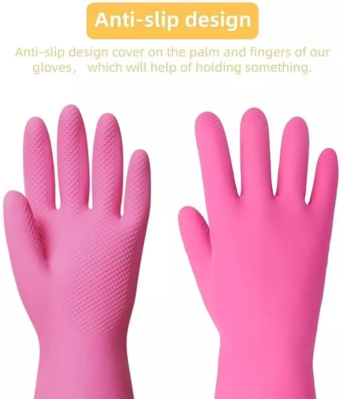 Swavind Safety Hand Gloves High-Quality Natural Rubber Textured Palm and Fingers Pink Free Size (Pack of 120 Pair)