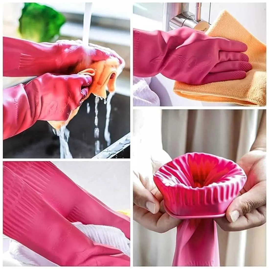 Swavind Safety Hand Gloves High-Quality Natural Rubber Textured Palm and Fingers Pink Free Size (Pack of 120 Pair)
