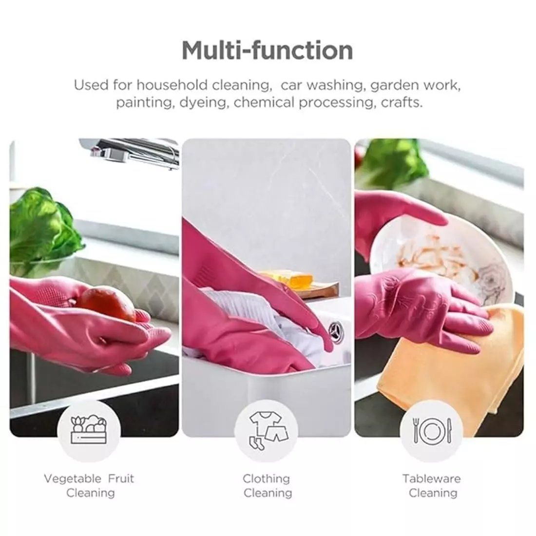Swavind Safety Hand Gloves High-Quality Natural Rubber Textured Palm and Fingers Pink Free Size (Pack of 120 Pair)