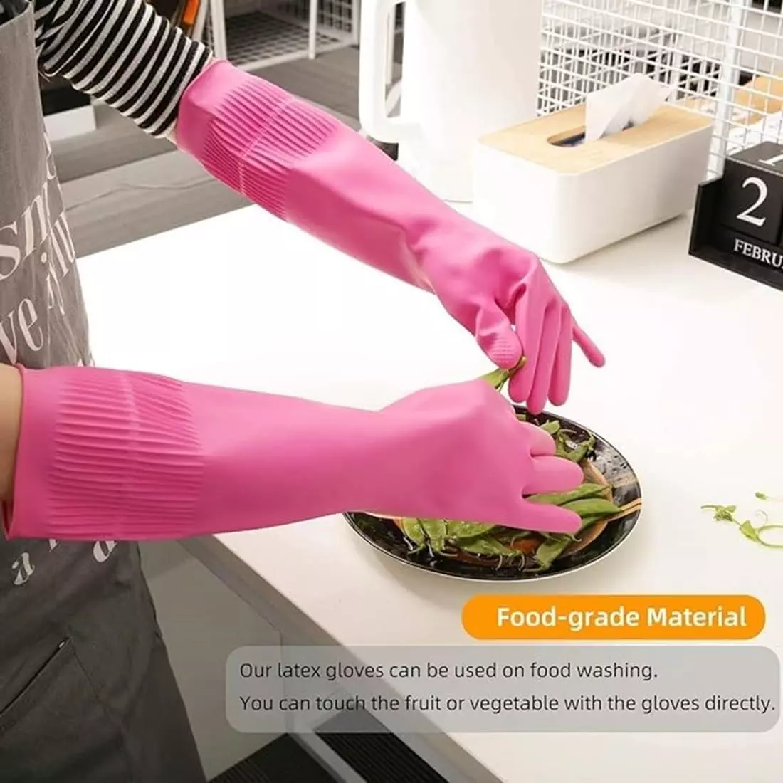 Swavind Safety Hand Gloves High-Quality Natural Rubber Textured Palm and Fingers Pink Free Size (Pack of 120 Pair)