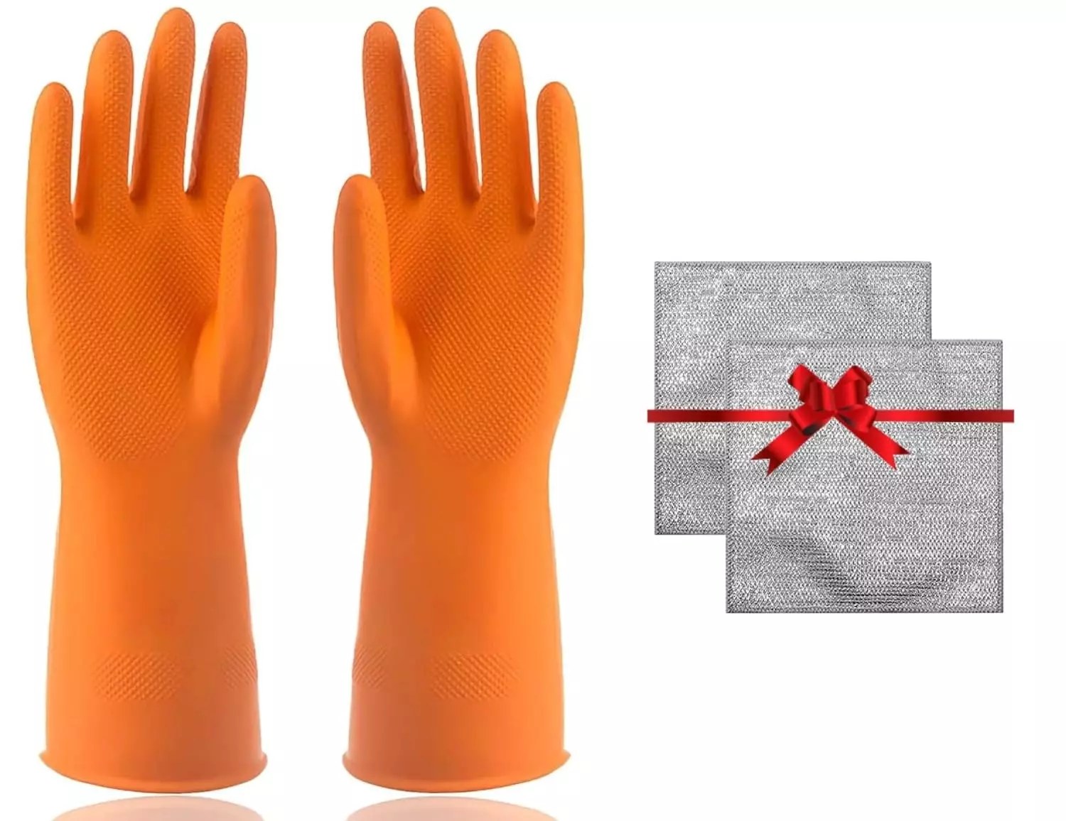Swavind Safety Hand Gloves Chemical Resistant Natural Rubber with Textured Grip Orange Free Size (Pack of 120 Pair)